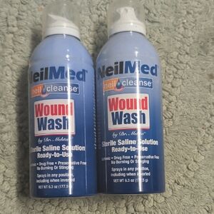 2 Unopened  Wound Wash Sterile Saline Solution Ready To Use Preservative Free